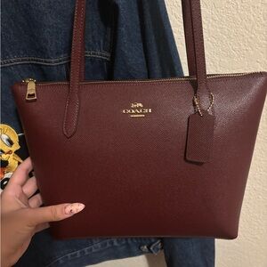 Coach Deep Red Leather Shoulder Bag